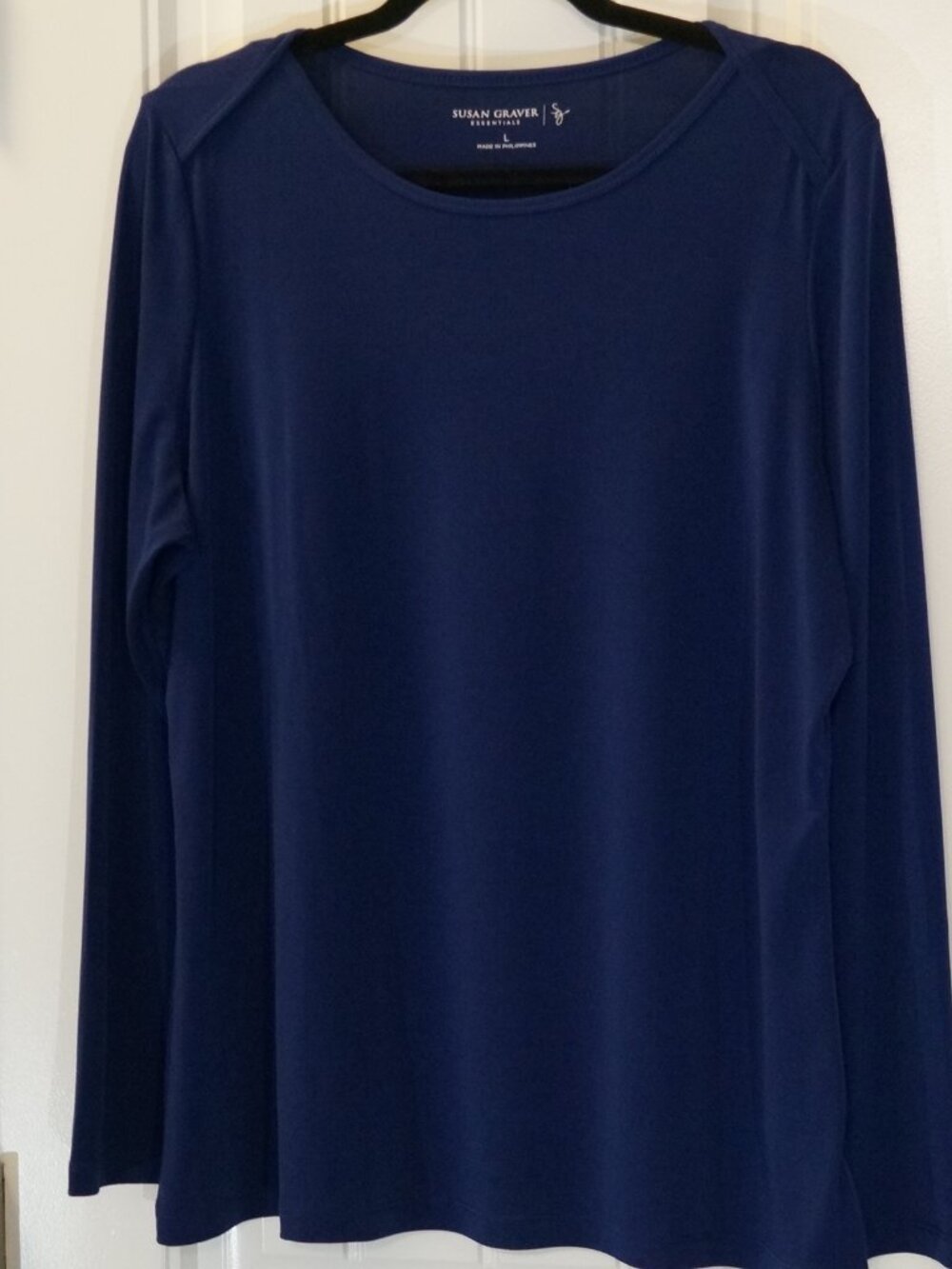 Susan Graver Essentials Liquid Knit Scoop Neck Top Size L